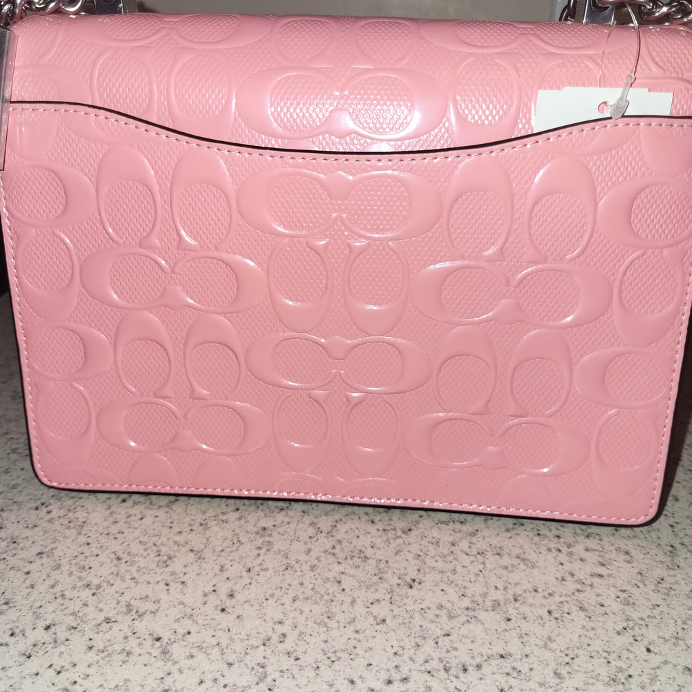 Coach Pink Embossed Chain Shoulder Bag - Picture 2 of 8